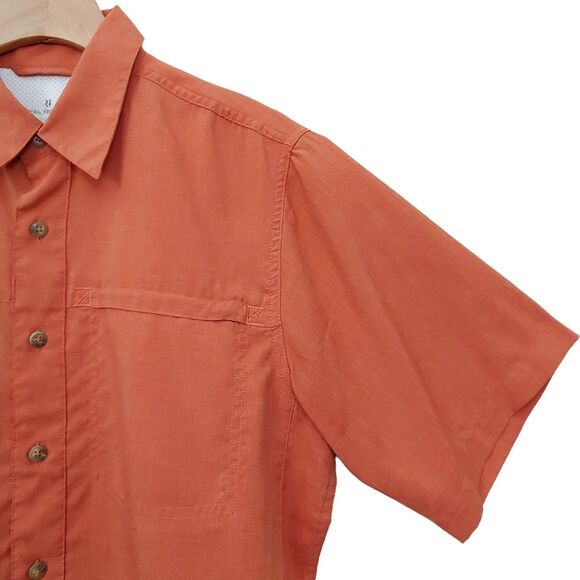 Royal Robbins Shirt Mens Medium Orange Button Up Short Sleeve Breathable Outdoor - Picture 3 of 12
